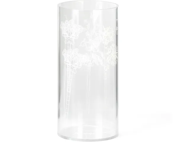 Vase, Round with White Wildflowers Pattern