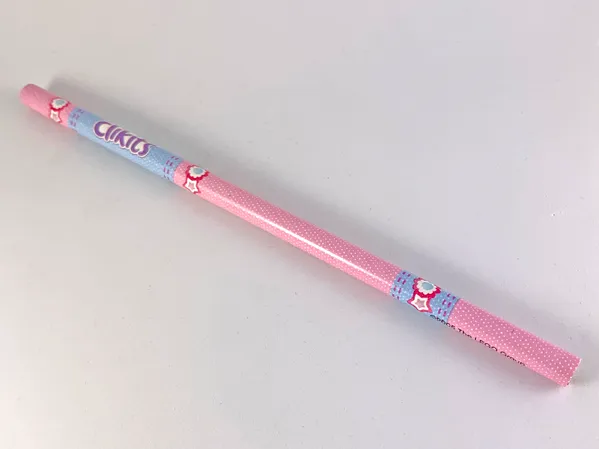 Pencil, Clikits Pink with Bright Light Blue Bands and Icon Shapes Pattern