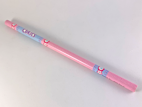 Pencil, Clikits Pink with Bright Light Blue Bands and Icon Shapes Pattern