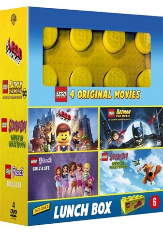 Video DVD - 4 Original Movies - The LEGO Movie, Batman The Movie, Friends Girlz 4 Life, Scooby-Doo Haunted Hollywood - with Lunch Box
