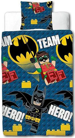 Bedding, Duvet Cover and Pillowcase (135 x 200 cm) - The LEGO Batman Movie 'TEAM HERO!'