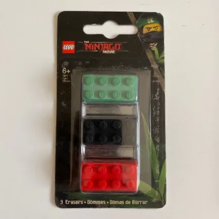 Eraser, The LEGO NINJAGO Movie Brick Eraser Set of 3 blister pack
