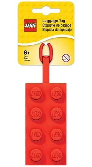 Bag / Luggage Tag, Silicone, LEGO Plate 2 x 4 Red