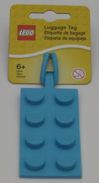 Bag / Luggage Tag, Silicone, LEGO Plate 2 x 4 Medium Azure