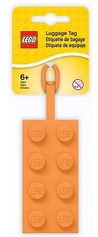 Bag / Luggage Tag, Silicone, LEGO Plate 2 x 4 Orange