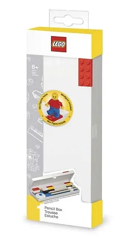 Pencil Case, with Red 2 x 4 Plate and Minifigure