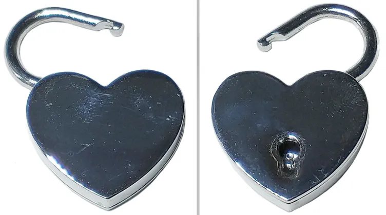 Dots Secret Diary Padlock - Heart, Chrome Silver