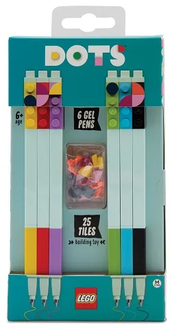Pen Set, Dots, 6 Gel Pens and 25 Tiles