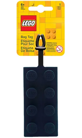 Bag / Luggage Tag, Silicone, LEGO Plate 2 x 4 Black