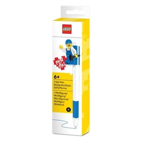 Pen, Gel Pen - Blue with Construction Worker Minifigure