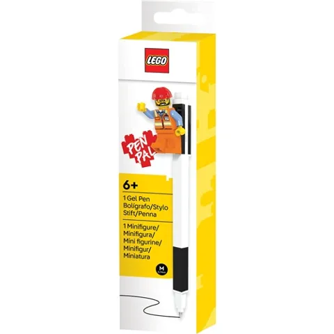Pen, Gel Pen - Black with Construction Worker Minifigure