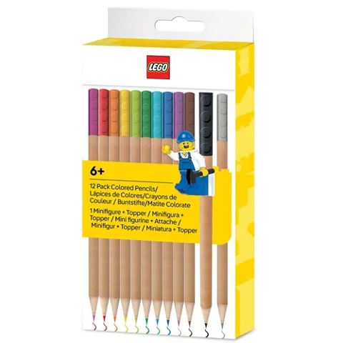 Pencil, 12 Pack Color Pencils with Brick Topper and Construction Worker Minifigure