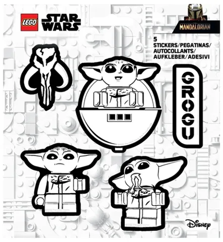Sticker Sheet, Star Wars Grogu - Black and White