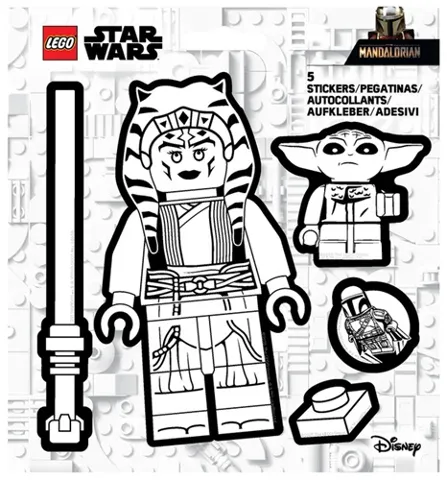Sticker Sheet, Star Wars Ahsoka Tano, Grogu and The Mandalorian - Black and White