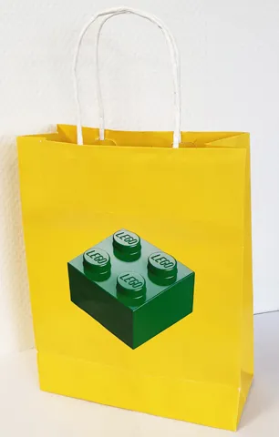 Shopping Bag, Paper, Small with Green Brick