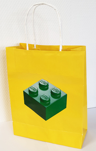 Shopping Bag, Paper, Small with Green Brick
