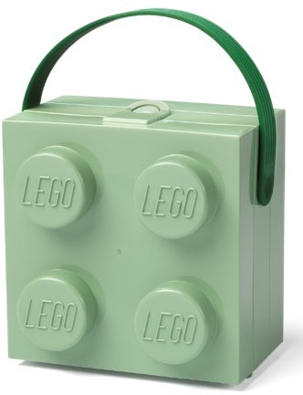 Lunch Box, Brick 2 x 2 Sand Green with Green Handle