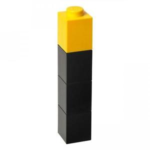 Drink Bottle 1 x 1 Bricks Design – Black with Yellow Lid