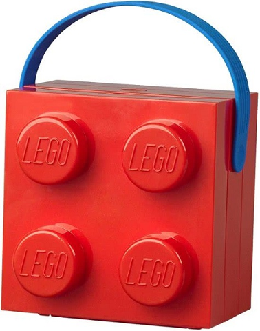 Lunch Box, Brick 2 x 2 Red with Blue Handle