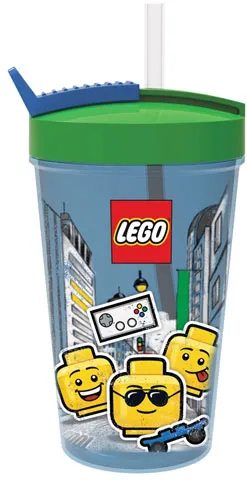 Cup / Mug Travel Cup Iconic with Flexible Straw, Minifigure Heads Male
