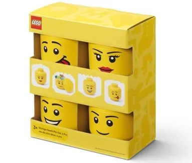 Minifigure Head Storage Container Mini - Boy, Girl, Silly, Happy Boy (4 Pieces)