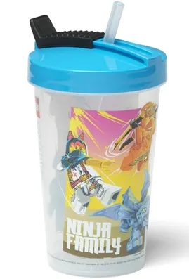 Cup / Mug Travel Cup with Flexible Straw, NINJAGO Dragons Rising, 'Ninja Family' Pattern