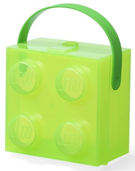Lunch Box, Brick 2 x 2 Trans-Bright Green with Bright Green Handle