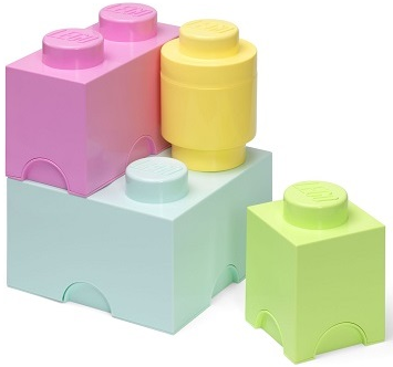 Storage Brick Multi-Pack - Bright Light Yellow / Yellowish Green / Bright Pink / Light Aqua (4 Pieces - 4015)