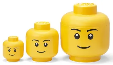 Minifigure Head Storage Container Mini, Small, and Large - Boy Set (4334)