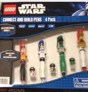 SW Connect and Build Pens 4 Pack Series 1 - Luke Skywalker (Pilot), Stormtrooper, Boba Fett, C-3PO