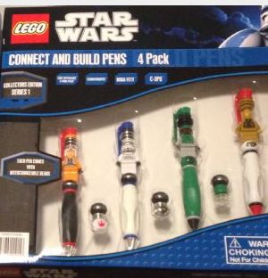 SW Connect and Build Pens 4 Pack Series 1 - Luke Skywalker (Pilot), Stormtrooper, Boba Fett, C-3PO