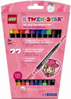 Pen Set, Felt Tip 10 Colors Twin Star Girls