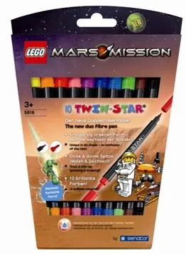 Pen Set, Felt Tip 10 Colors Twin Star Mars Mission