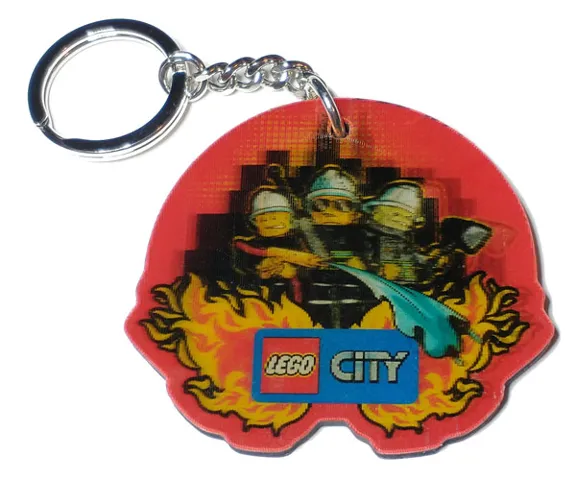 City Lenticular Key Chain with Firefighters