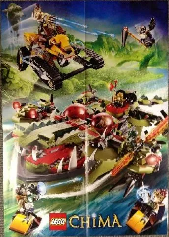 Legends of Chima Poster (features Cragger's Command Ship and Laval's Royal Fighter)