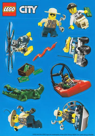 Sticker Sheet, City Police, Forest Police, Sheet of 11 Stickers