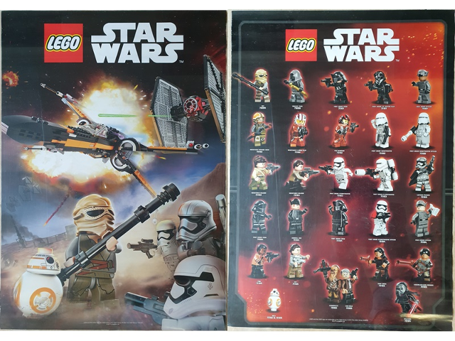 Star Wars 2015 Minifigure Gallery Poster / Poe's X-Wing Fighter (75102) / First Order Special Forces TIE Fighter (75101) (Double-Sided) (Non-Folded)