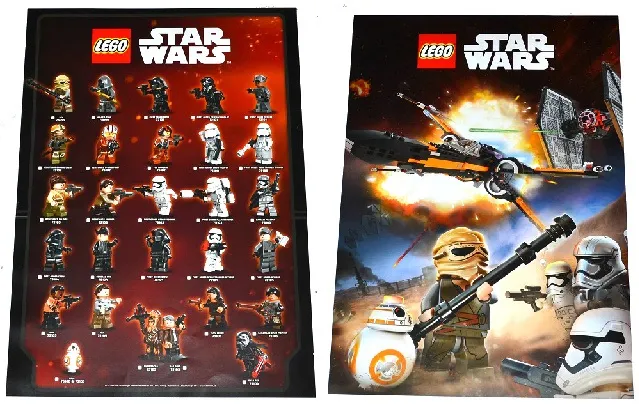 Star Wars 2015 Rebels Minifigure Gallery / Rey and X-wing Poster - Double-Sided