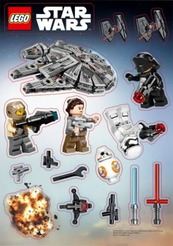 Sticker Sheet, Star Wars Minifigures, Weapons and Space Ships, Sheet of 17