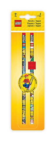 Pencil, 2 Pack Minifigure Heads plus Topper blister pack