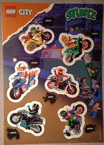 Sticker Sheet, Stuntz, Sheet of 6 Stickers (60294, 60296, 60297, 60298, 60310, 60298 60311)