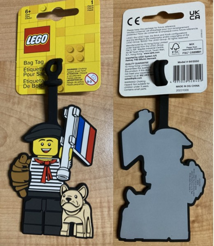 Bag / Luggage Tag, Silicone, French Guy, Flag, Bulldog & Croissant
