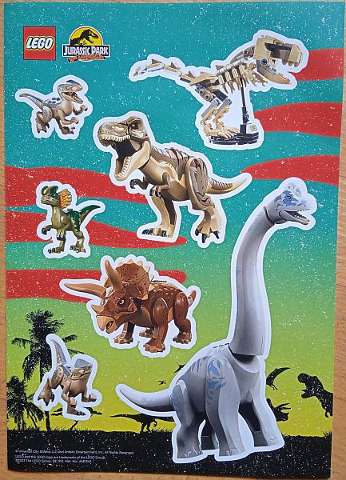 Sticker Sheet, Jurassic Park 30th Anniversary, Sheet of 7 Stickers