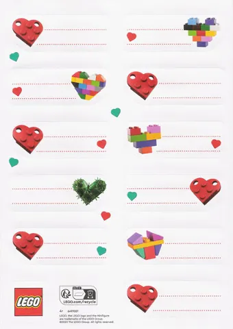 Sticker Sheet, Gift Labels with Hearts
