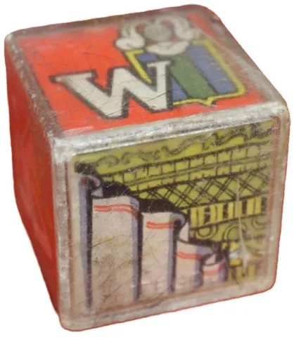 Plastic Cube with Piece of Fairy Tale Puzzle and Small Letters u, v, w, x and y Pattern