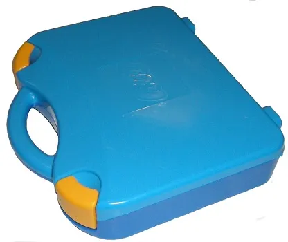 Storage Case with Rounded Corners and Dark Azure Lid, Yellow Latches