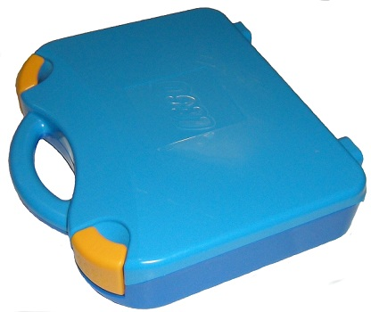 Storage Case with Rounded Corners and Dark Azure Lid, Yellow Latches