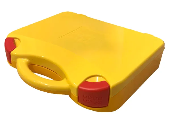 Storage Case with Rounded Corners and Yellow Lid, Red Latches