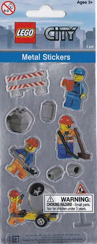 Sticker Sheet, Construction, Metal, Set of 10