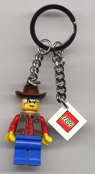 Cowboy Key Chain with 2 x 2 Square Lego Logo Tile